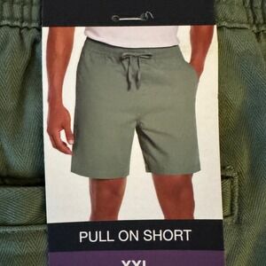 GAP Men XXL Herringbone Pull On Shorts Green Black Casual Summer